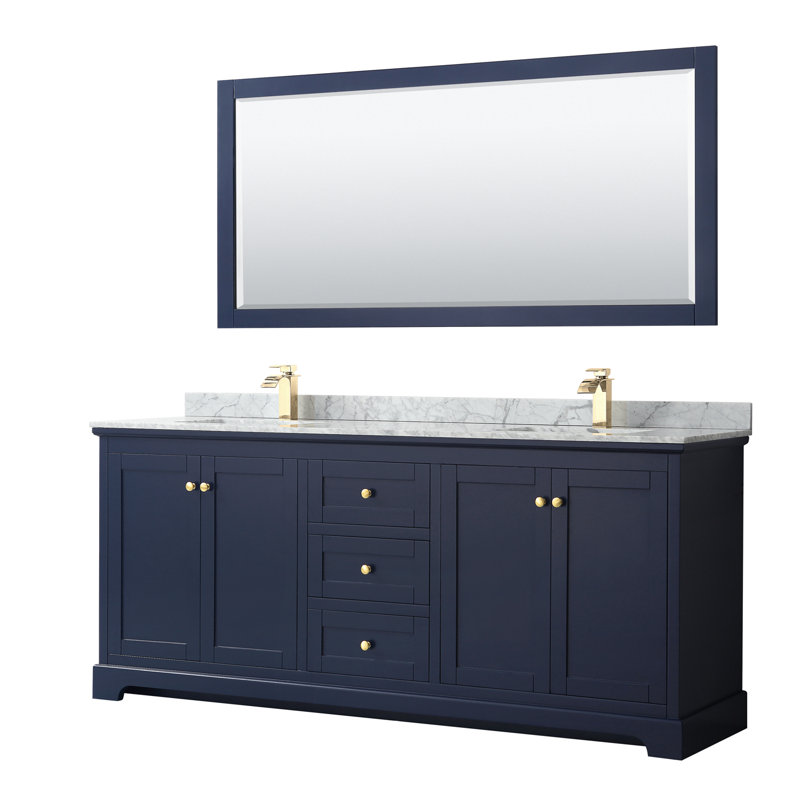Wyndham Collection Avery 80" Double Bathroom Vanity Set with Mirror
